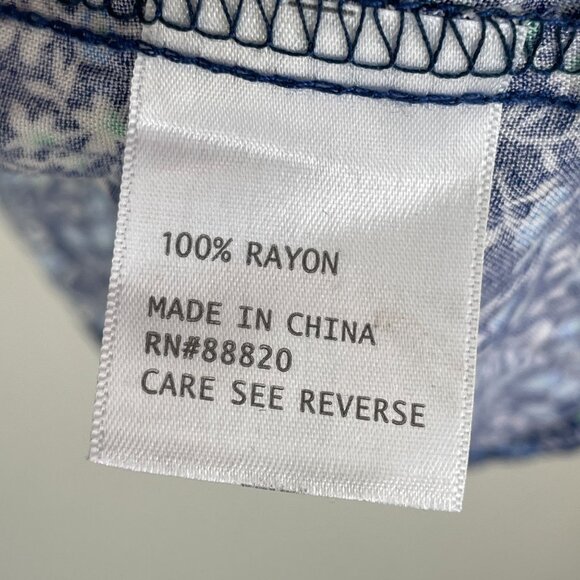 Cynthia Rowley Womens Plus 2X Blue Floral Rayon Blouse Top 3/4 Sleeve Shirt - Picture 5 of 10